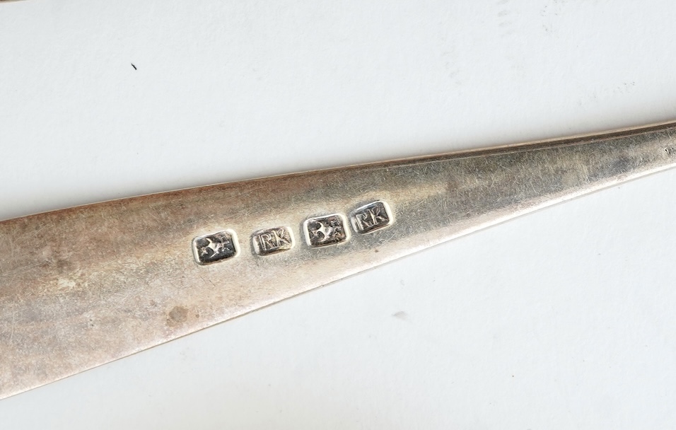 A set of ten mid 19th century Scottish provincial silver Celtic tip tablespoons, by Robert Keay II